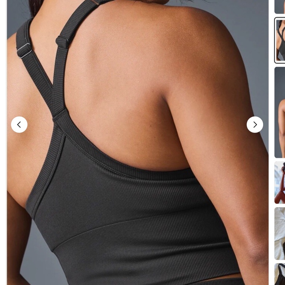 Alo Yoga Seamless Ribbed Favorite Sports Bra Tank Top Black Logo Size Small - Picture 4 of 11